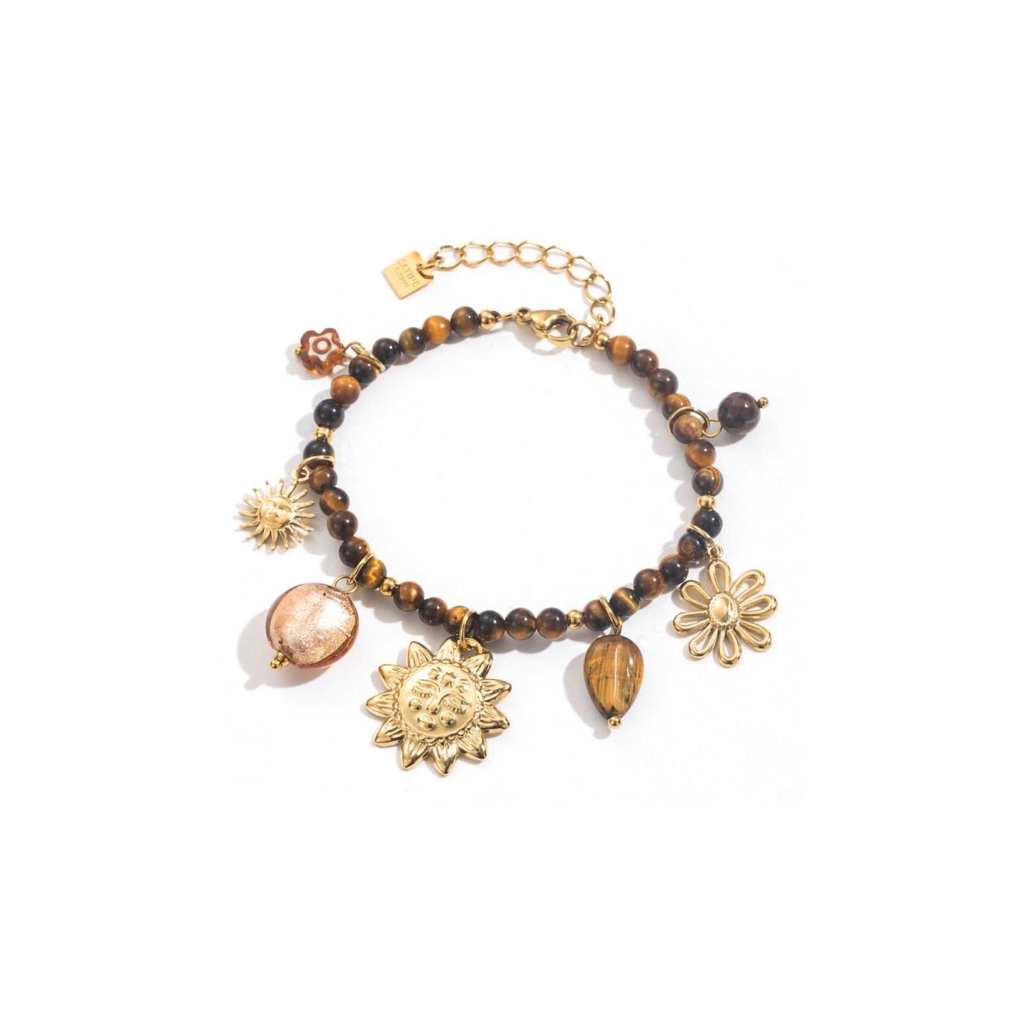 Bracelet pierre œil de tigre avec charms