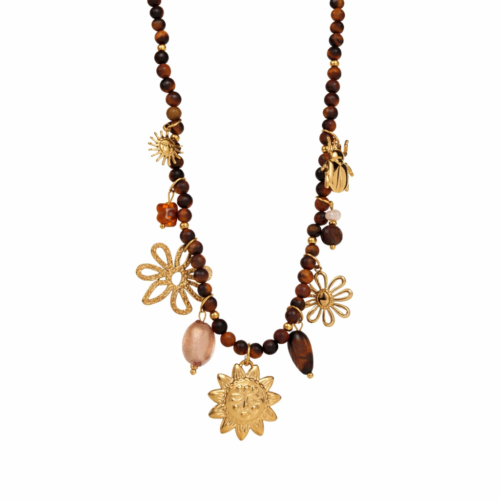 Collier à charms œil de tigre
