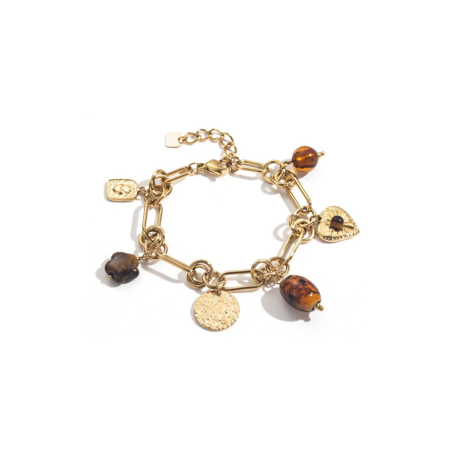 Bracelet maillon à charms ambrés