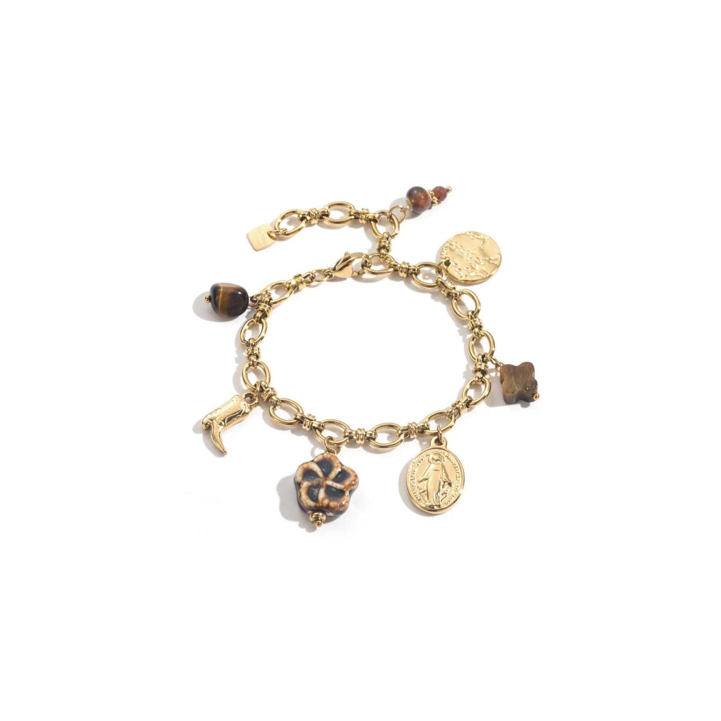 Bracelet maillon à charms ovales