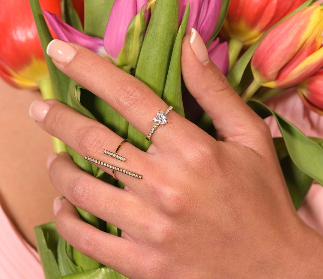 Bague Solitaire Cœur Strass