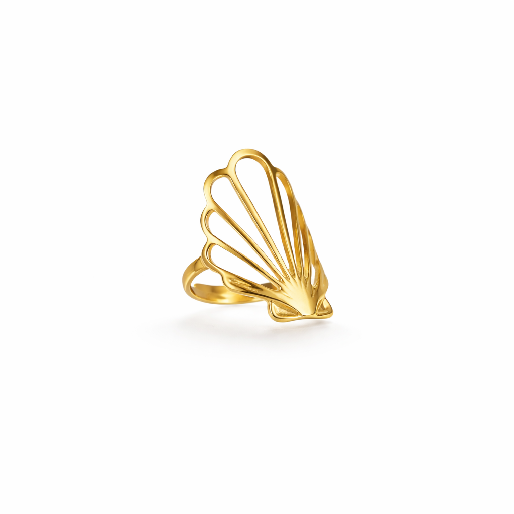 Bague large coquillage ajourée