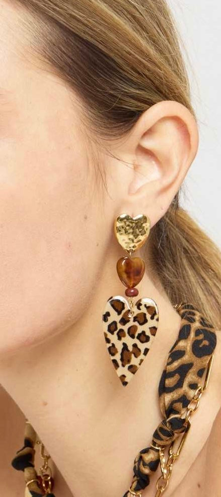 Boucles d'oreilles Léopard Cœur