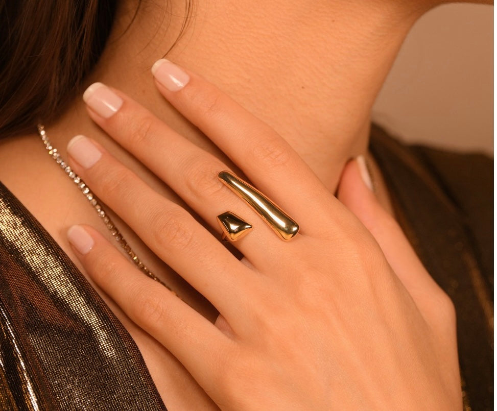 Bague Double Bâtonnet Asymétrique