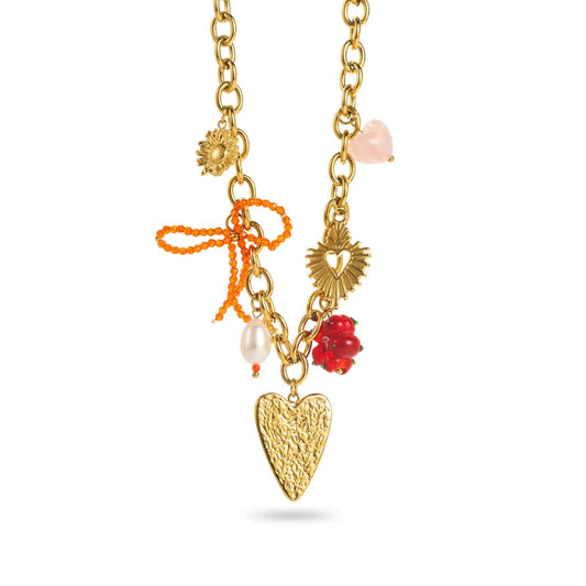 Collier à charms nœud et cœur martelé