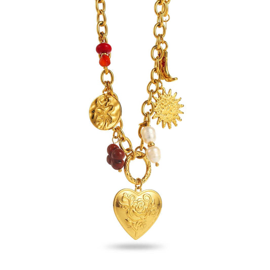 Collier à charms rouge et cœur