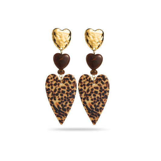 Boucles d'oreilles Léopard Cœur