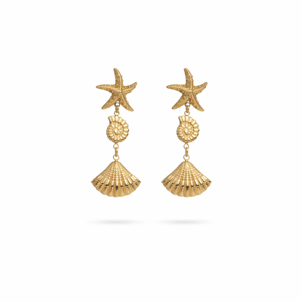 Boucles d'oreilles coquillages dorées
