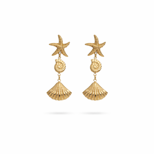 Boucles d'oreilles coquillages dorées