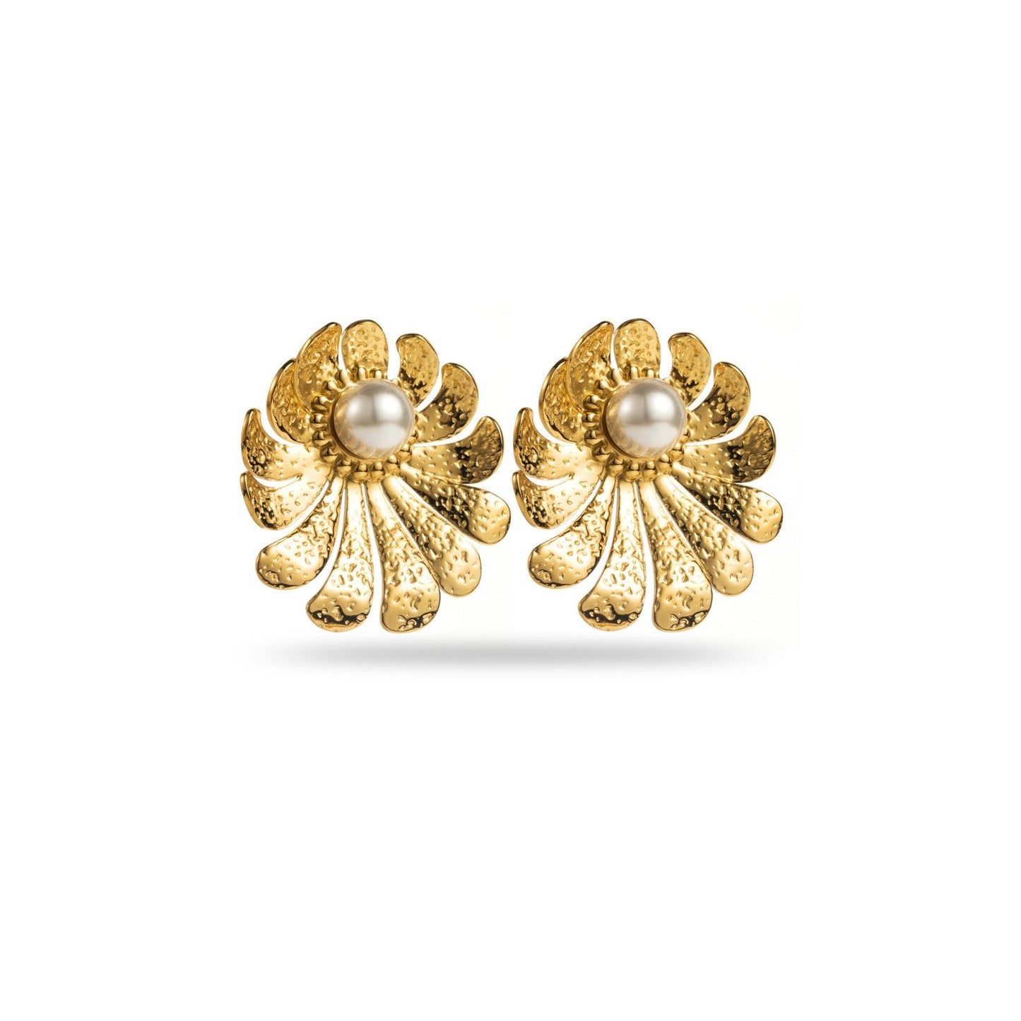 Boucles d'Oreilles Corail à Perle Blanche