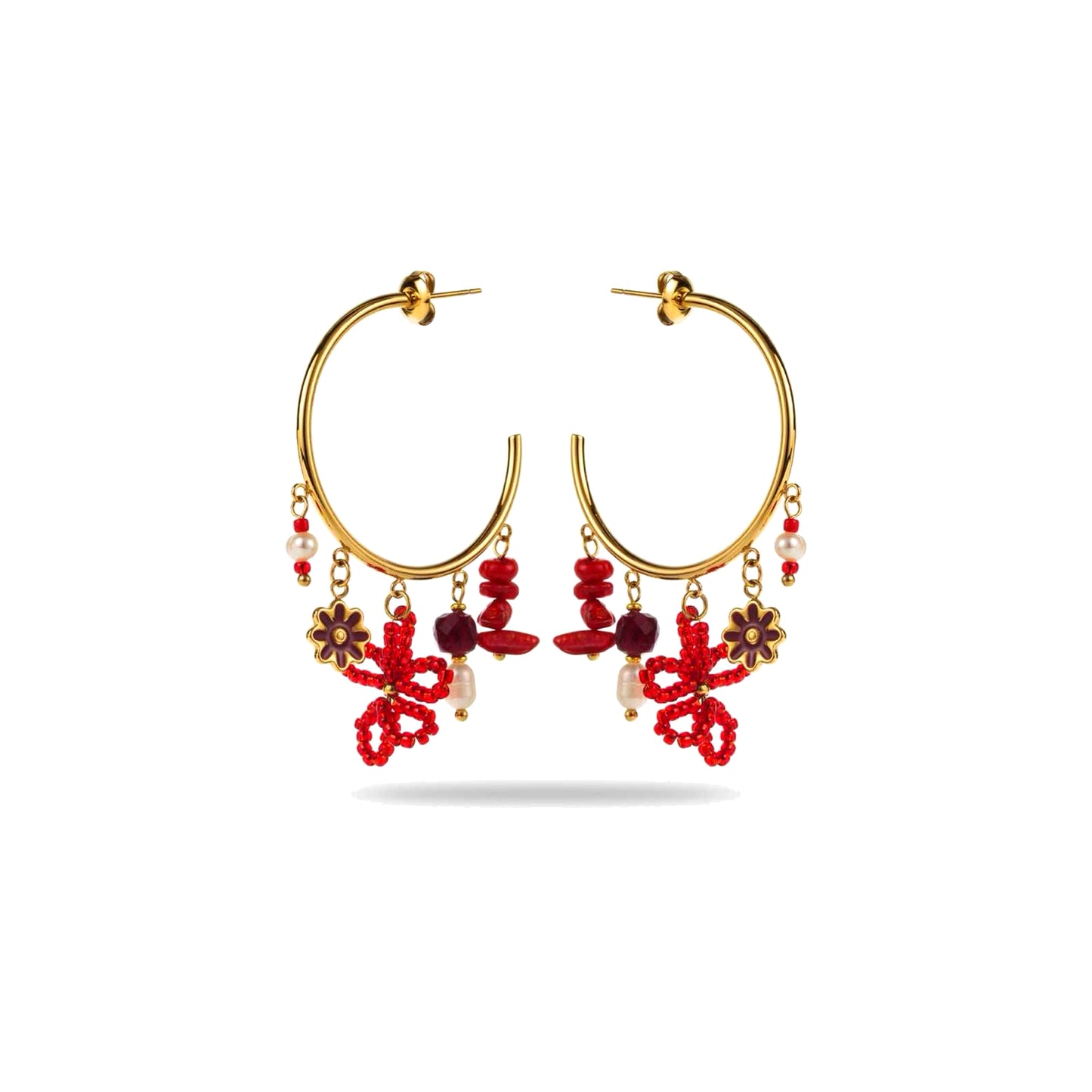 Boucles d'oreille créole pampille fleur