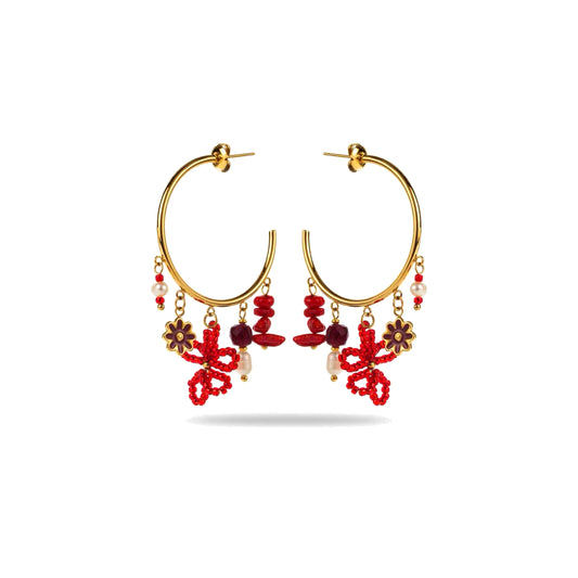 Boucles d'oreille créole pampille fleur