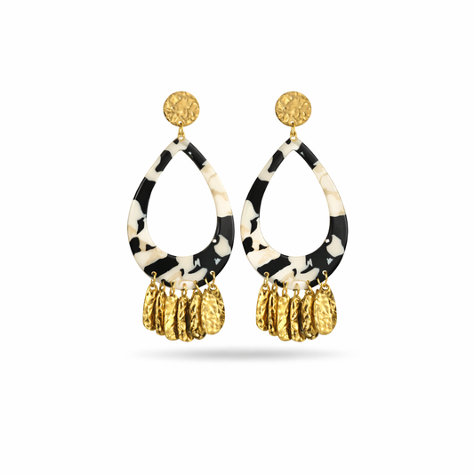 Boucles d'Oreilles Pendantes à Pampilles Martelées