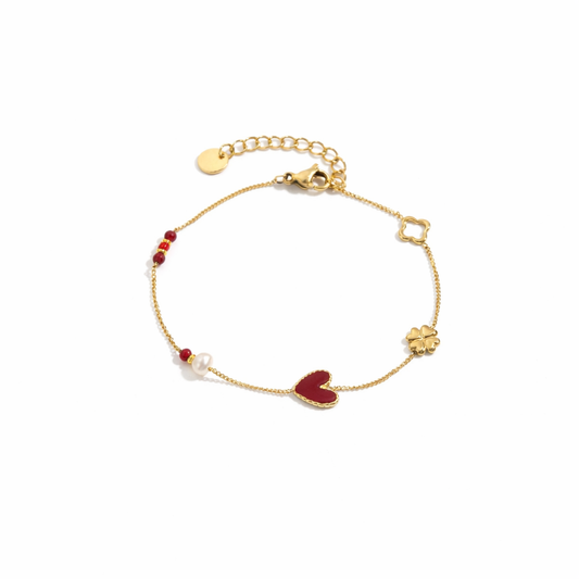 Bracelet Charms Trèfle et Cœur