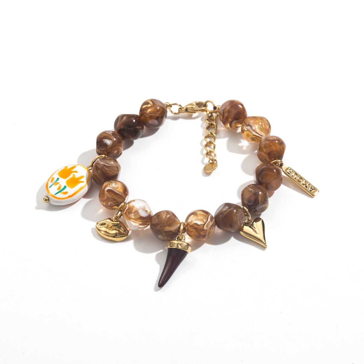Bracelet résine à charms corne