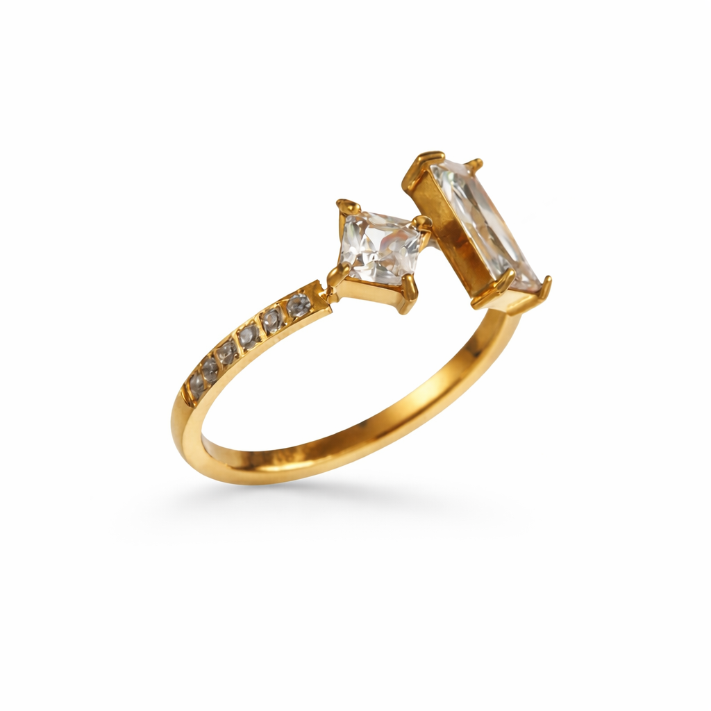 Bague Ouverte Double Serti Strass