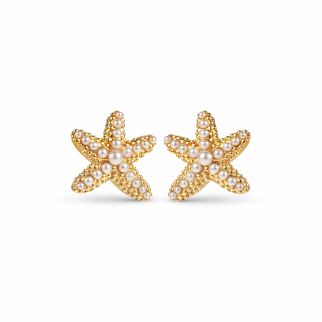 Boucles d'Oreilles Étoile de Mer Perlées