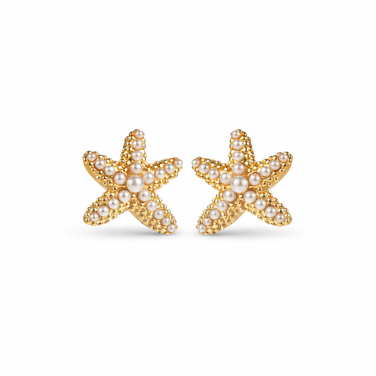 Boucles d'Oreilles Étoile de Mer Perlées