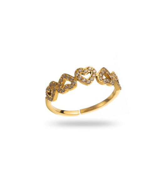 Bague Strass Cœur Réglable