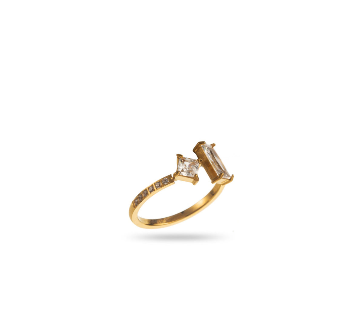 Bague Ouverte Double Serti Strass