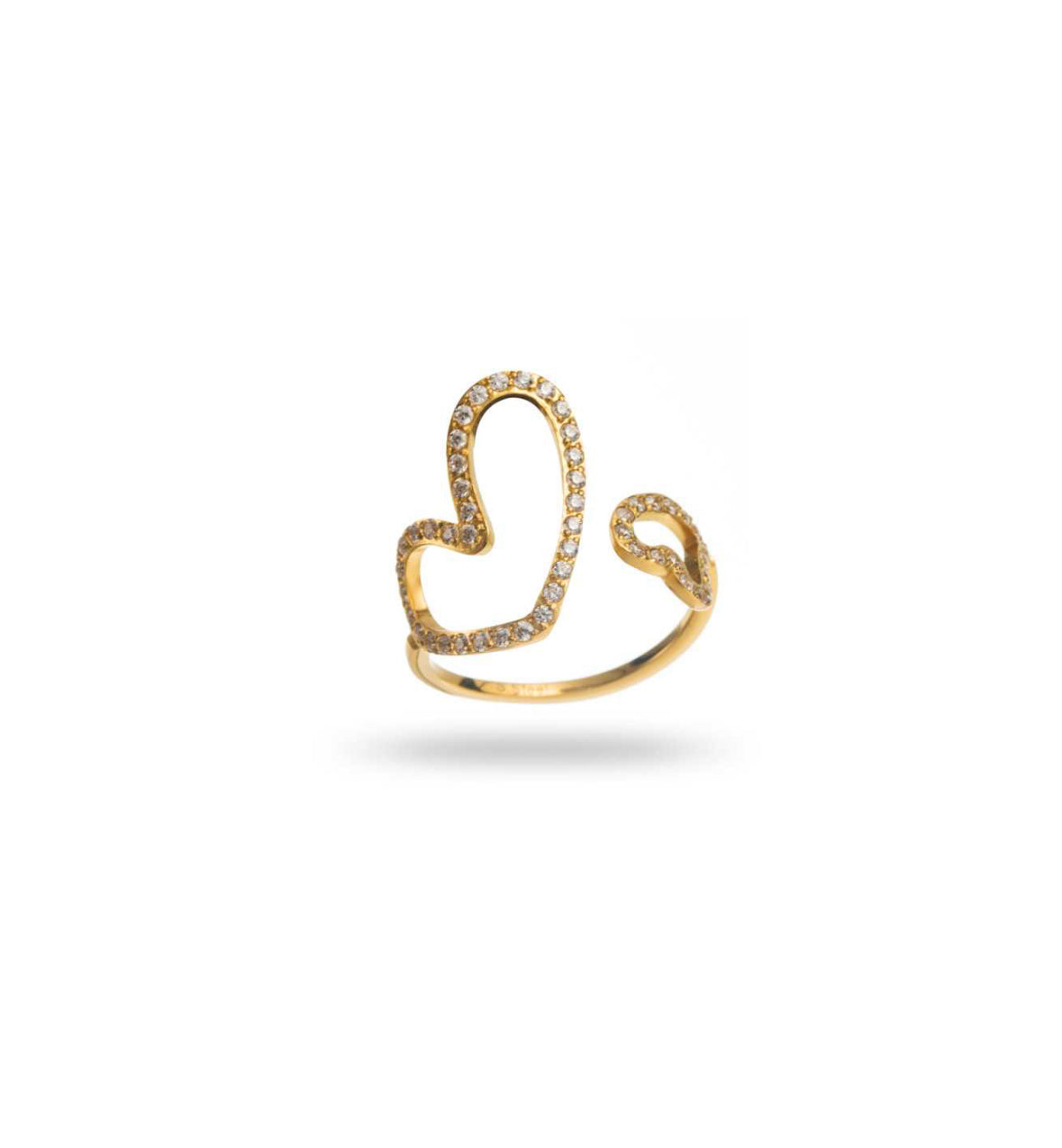 Bague Double Cœur Strass